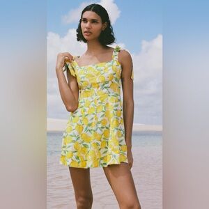 Zara PRINTED LINEN BLEND MINI DRESS